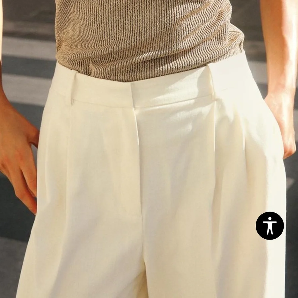 Zara NWT ecru wide leg pants with darts 7997/272 - Picture 2 of 9
